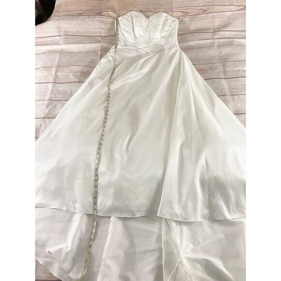 David's Bridal Women's Taffeta A Line Wedding Dress W/Sweetheart Neck - 14W - Picture 6 of 15